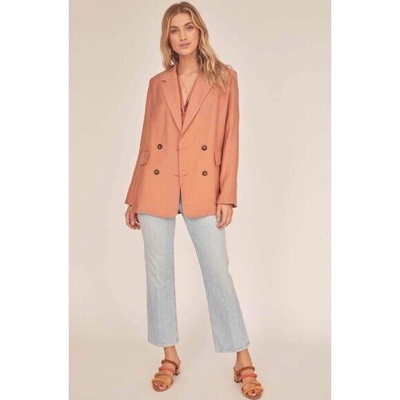 ASTR The Label Baked Allegra Oversized Tencel Linen Blend Blazer Womens Size L - Picture 2 of 6